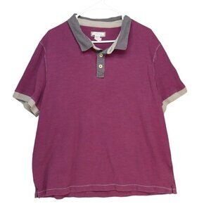 Carbon 2 Cobalt Mens Polo Shirt Size XL Burgundy Grey Trim‎ Short Sleeve